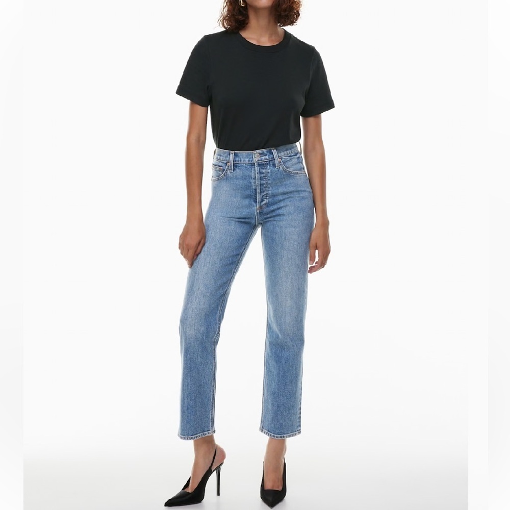 NWT Denim Forum Arlo Light Blue High Rise Straight Jeans